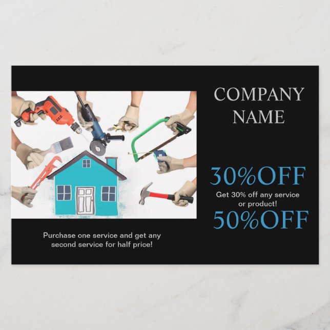 Mechanische Werkzeuge Handyman Carpentry Construct Flyer (Vorne)