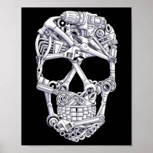 Mechanische Werkzeuge Skull Garage Halloween Kostü Poster