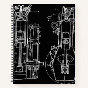 MECHANISCHE ZEICHNUNG VINTAGE BLAUPAUNUNG WEISS BE NOTIZBUCH