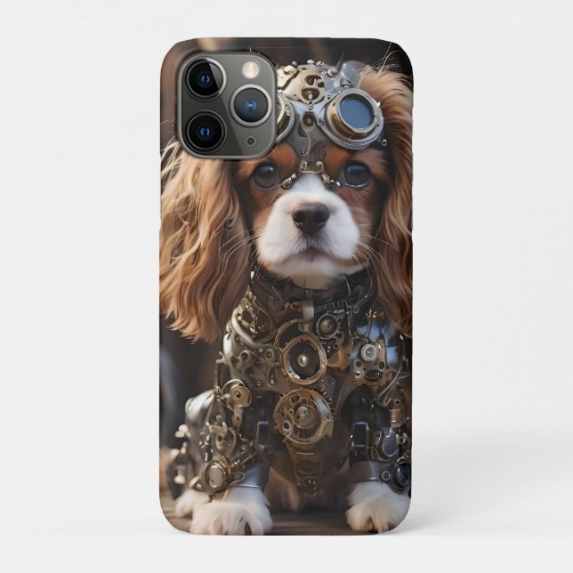 Mechanischer Cavalier Spaniel Puppy Steampunk, Case-Mate iPhone Hülle (Rückseite)