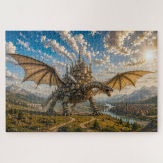 Mechanischer Drache, der eine steampunk-artige Bur Puzzle
