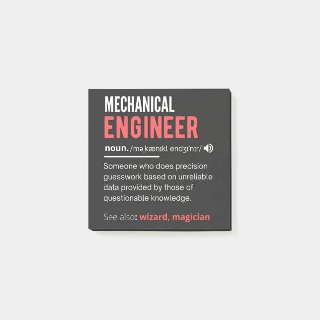 Mechanischer ENGINEER Post-it Klebezettel (Vorderseite)