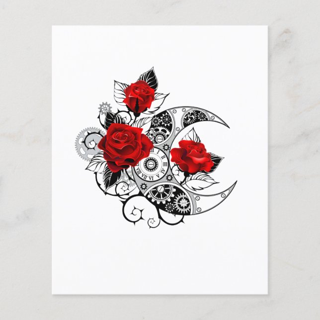 Mechanischer Halbmond mit Rote Rosen (Vorderseite)