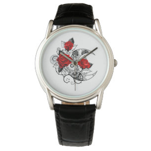 Mechanischer Halbmond mit Rote Rosen Armbanduhr