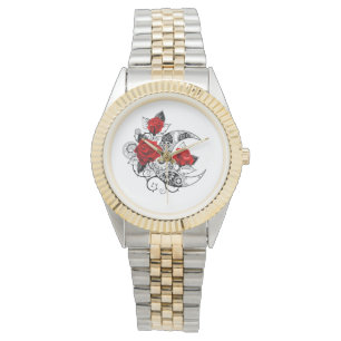 Mechanischer Halbmond mit Rote Rosen Armbanduhr