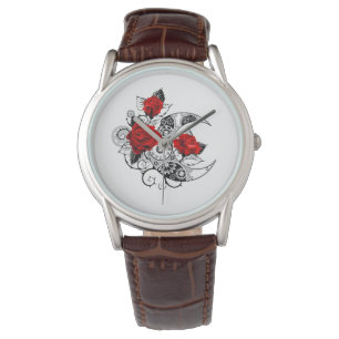 Mechanischer Halbmond mit Rote Rosen Armbanduhr