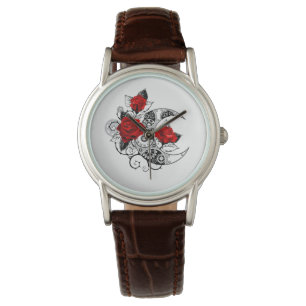 Mechanischer Halbmond mit Rote Rosen Armbanduhr