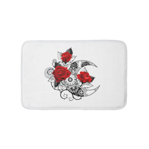 Mechanischer Halbmond mit Rote Rosen Badematte
