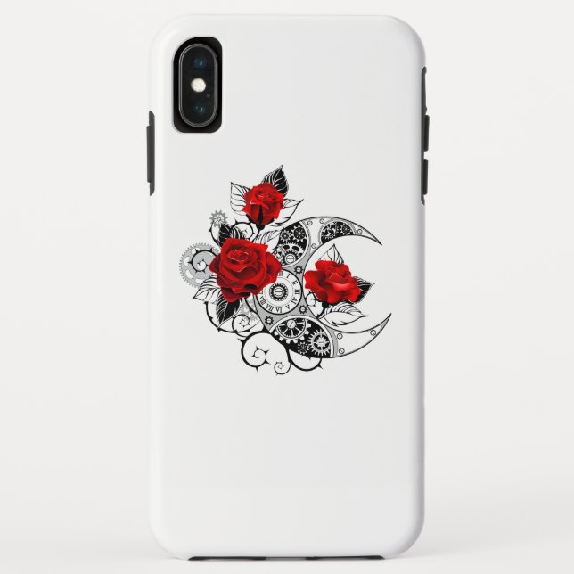 Mechanischer Halbmond mit Rote Rosen Case-Mate iPhone Hülle (Rückseite)