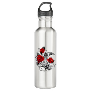 Mechanischer Halbmond mit Rote Rosen Edelstahlflasche