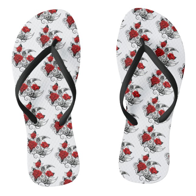 Mechanischer Halbmond mit Rote Rosen Flip Flops (Fußbett)