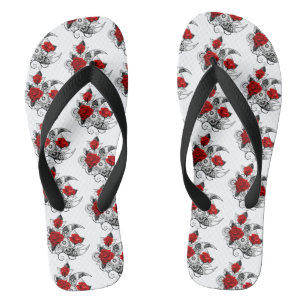 Mechanischer Halbmond mit Rote Rosen Flip Flops