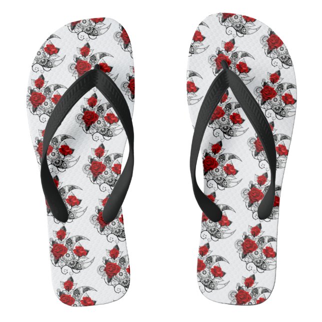 Mechanischer Halbmond mit Rote Rosen Flip Flops (Fußbett)
