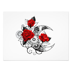 Mechanischer Halbmond mit Rote Rosen Fotodruck