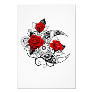 Mechanischer Halbmond mit Rote Rosen Fotodruck
