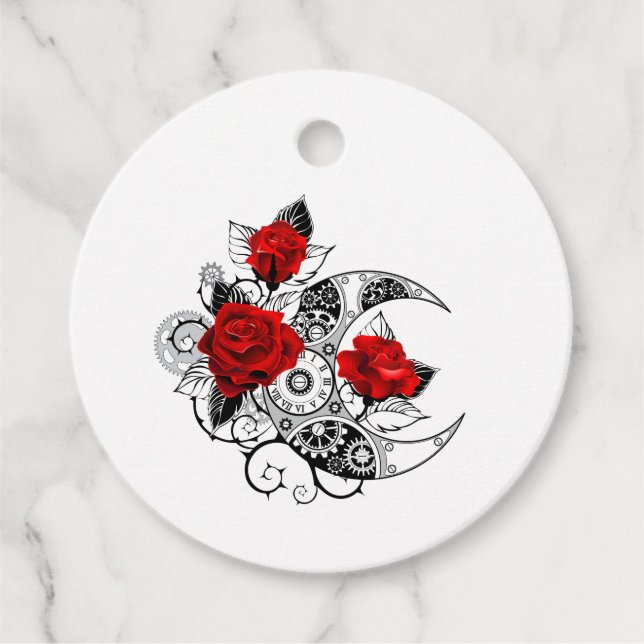 Mechanischer Halbmond mit Rote Rosen Geschenkanhänger (Vorderseite)