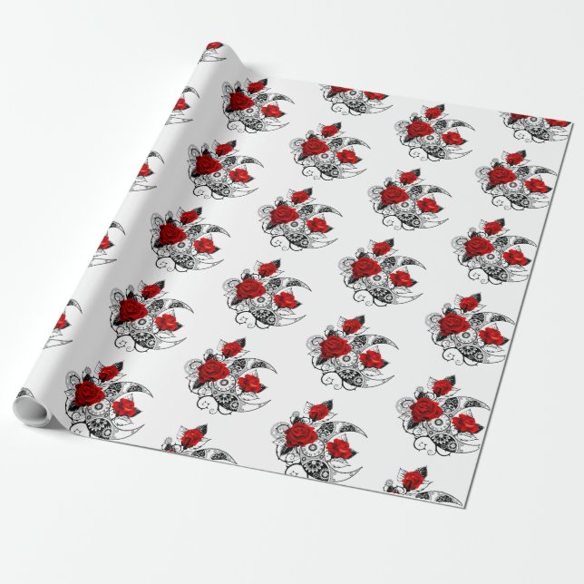 Mechanischer Halbmond mit Rote Rosen Geschenkpapier (Ungerollt)