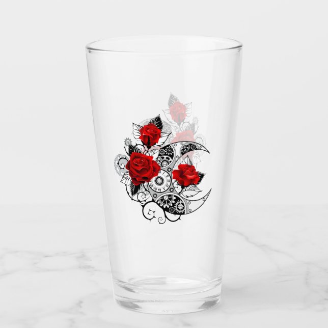Mechanischer Halbmond mit Rote Rosen Glas (Vorderseite)