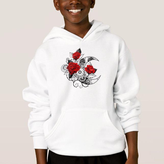 Mechanischer Halbmond mit Rote Rosen Hoodie (Vorderseite)