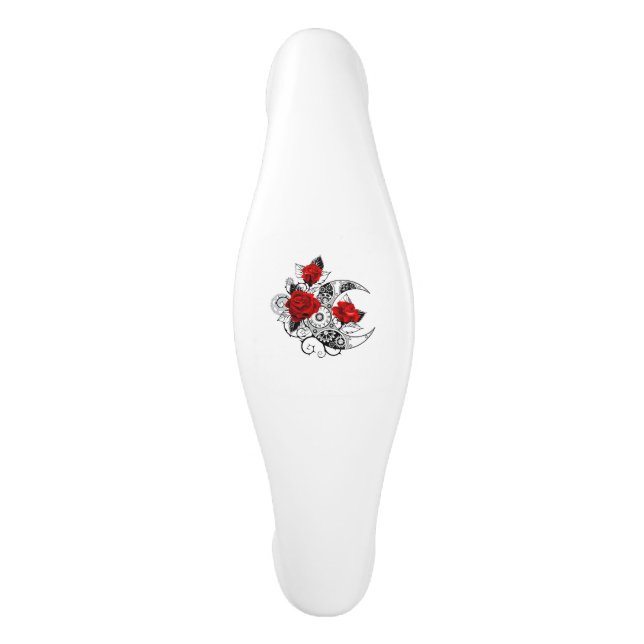 Mechanischer Halbmond mit Rote Rosen Keramik Schrankknauf (Vorderseite)