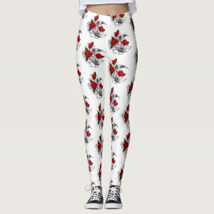 Mechanischer Halbmond mit Rote Rosen Leggings