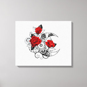 Mechanischer Halbmond mit Rote Rosen Leinwanddruck