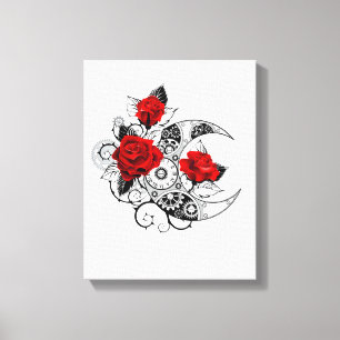 Mechanischer Halbmond mit Rote Rosen Leinwanddruck