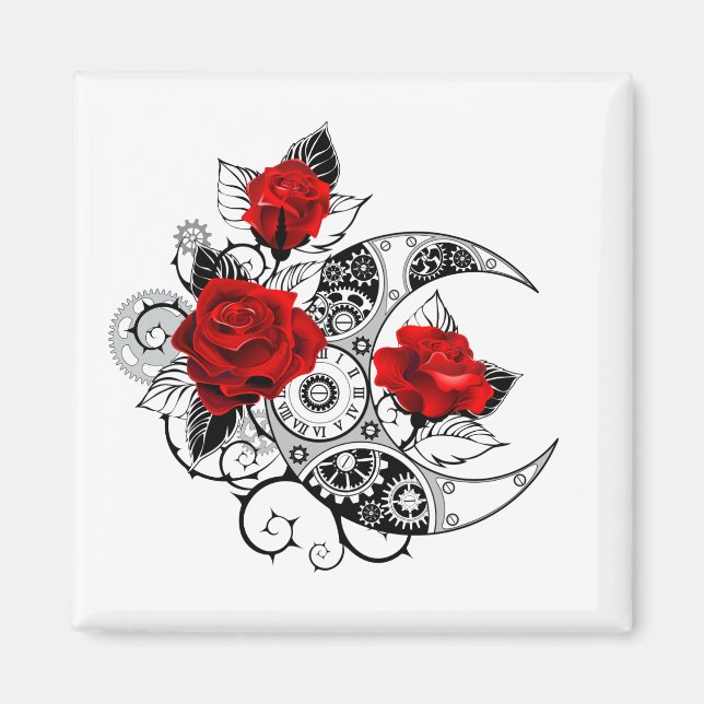 Mechanischer Halbmond mit Rote Rosen Magnet (Vorne)