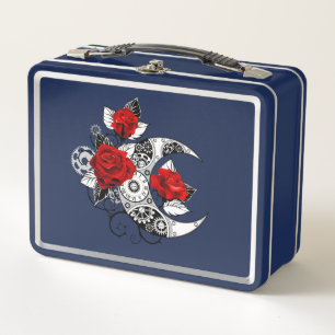 Mechanischer Halbmond mit Rote Rosen Metall Brotdose