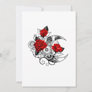 Mechanischer Halbmond mit Rote Rosen Mitteilungskarte