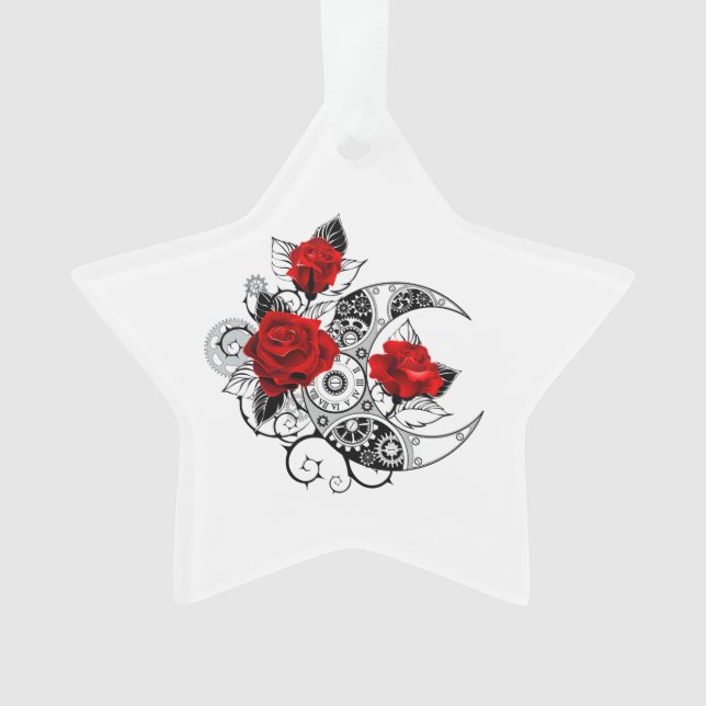 Mechanischer Halbmond mit Rote Rosen Ornament (Vorderseite)