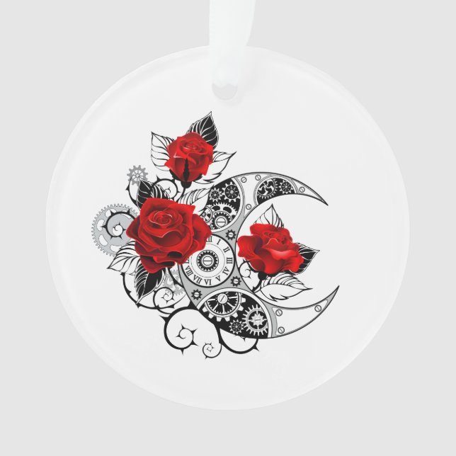 Mechanischer Halbmond mit Rote Rosen Ornament (Vorderseite)