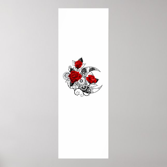 Mechanischer Halbmond mit Rote Rosen Poster (Vorne)