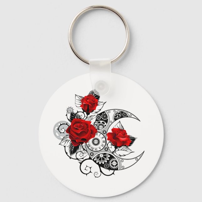 Mechanischer Halbmond mit Rote Rosen Schlüsselanhänger (Vorderseite)