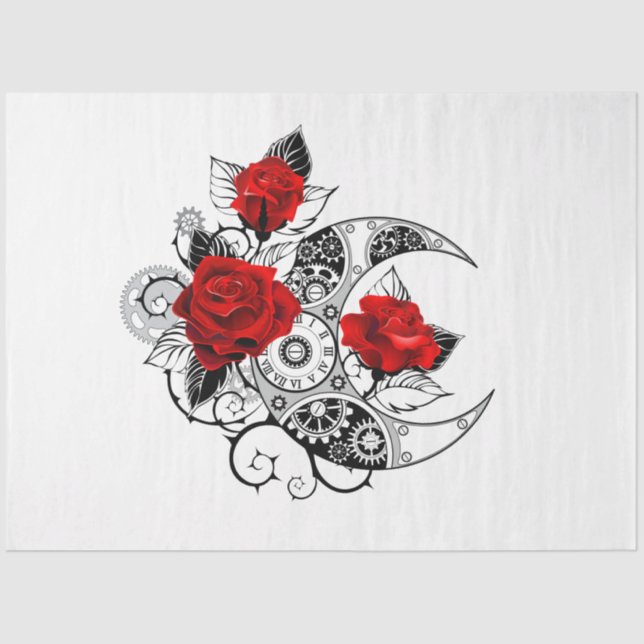 Mechanischer Halbmond mit Rote Rosen Seidenpapier (Vorderseite)