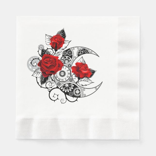 Mechanischer Halbmond mit Rote Rosen Serviette (Vorderseite)