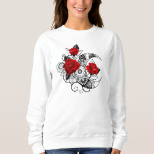Mechanischer Halbmond mit Rote Rosen Sweatshirt
