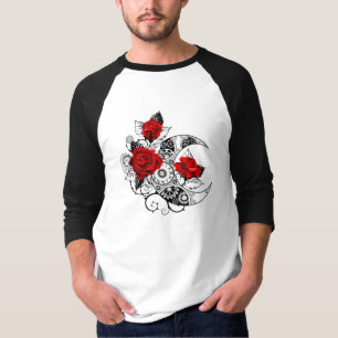 Mechanischer Halbmond mit Rote Rosen T-Shirt