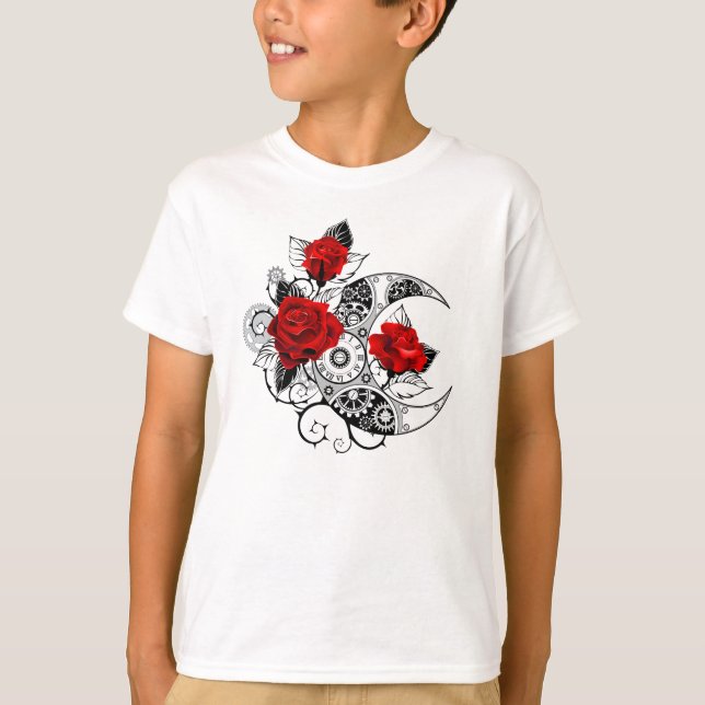 Mechanischer Halbmond mit Rote Rosen T-Shirt (Vorderseite)