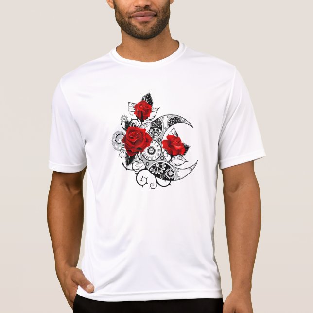 Mechanischer Halbmond mit Rote Rosen T-Shirt (Vorderseite)