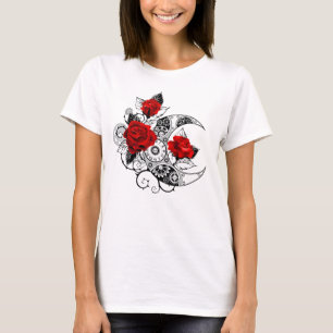 Mechanischer Halbmond mit Rote Rosen T-Shirt