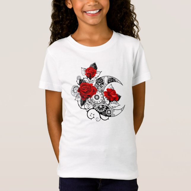Mechanischer Halbmond mit Rote Rosen T-Shirt (Vorderseite)