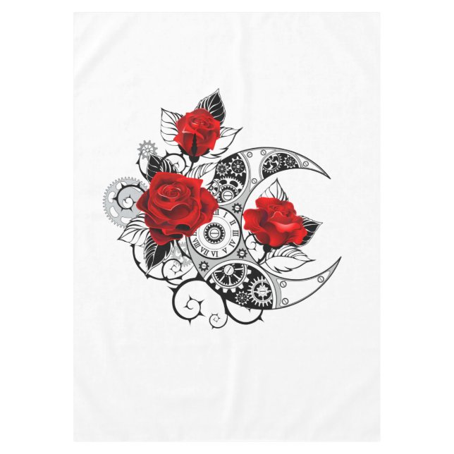 Mechanischer Halbmond mit Rote Rosen Tischdecke (Vorderseite)