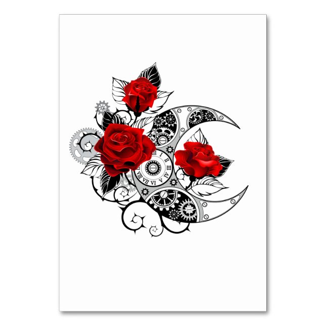 Mechanischer Halbmond mit Rote Rosen Tischnummer (Vorderseite)