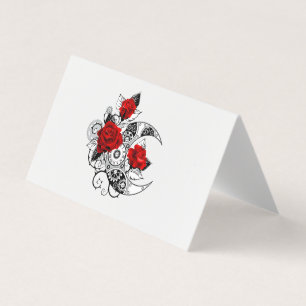 Mechanischer Halbmond mit Rote Rosen Visitenkarten