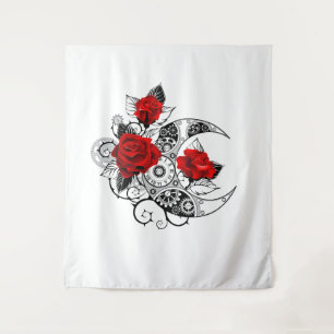 Mechanischer Halbmond mit Rote Rosen Wandteppich