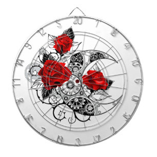 Mechanischer Halbmond mit roten Rosen Dartscheibe
