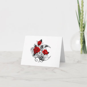 Mechanischer Halbmond mit roten Rosen Karte