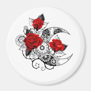 Mechanischer Halbmond mit roten Rosen Magnet