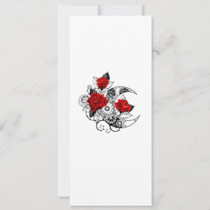 Mechanischer Halbmond mit roten Rosen Save The Date